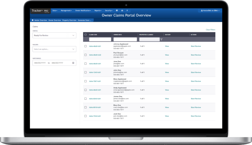Tracker PRO Owner Portal claims
